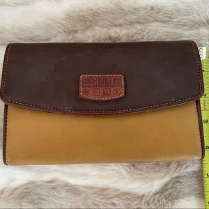 Esprit Leather Two Tone Brown/Tan Wallet Organizer 7” wide x 4 1/2” tall Pre-Own